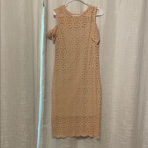 Dress Barn Beige Lace Midi Dress